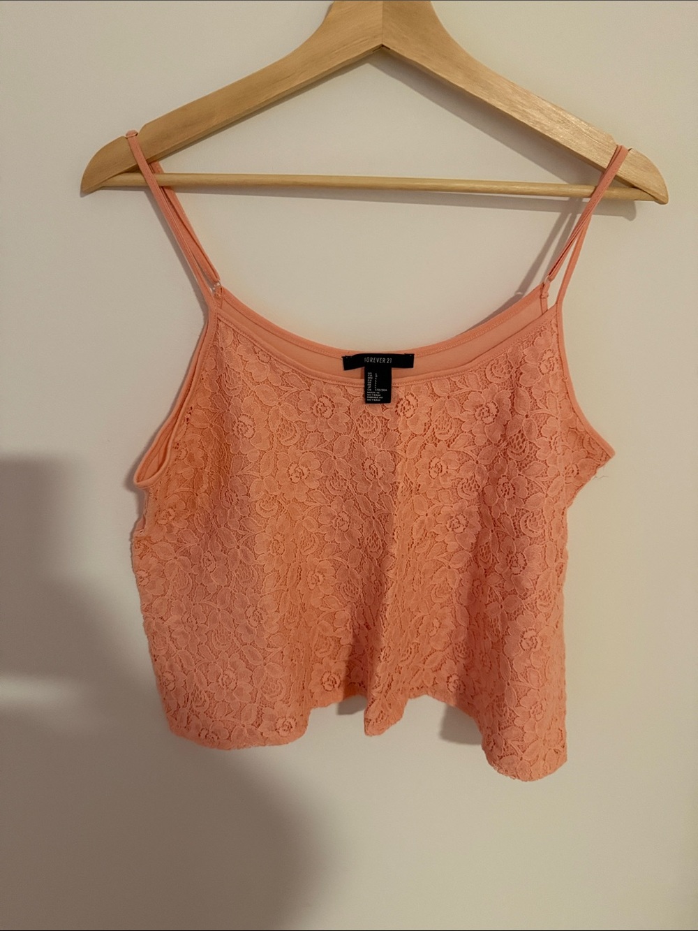 Forever 21 Coral Lace Spaghetti Strap Camisole